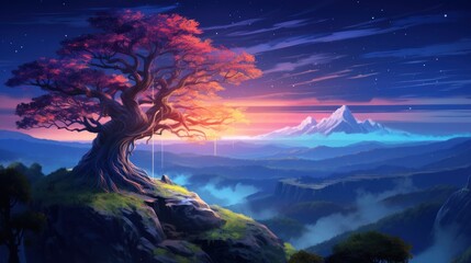 Mysterious and beautiful scenery with vegetation game art