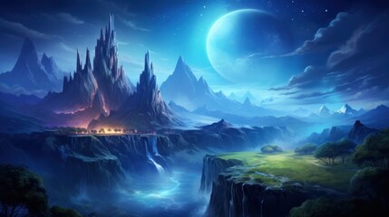 Mysterious and beautiful scenery with vegetation game art