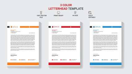 Unique Corporate Letterhead Template Design With Color Variation.