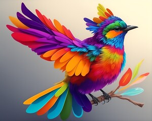 Colorful bird, creative art background