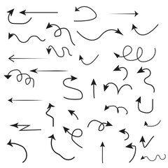 Hand drawn arrow vector icons set. sketch arrow design for business plan and education.