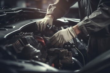 Fototapeta na wymiar Mechanic repair car shop. Generate Ai