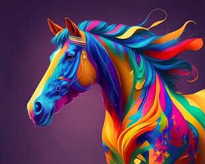 Colorful horse, creative art