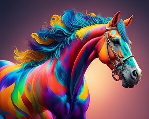 Colorful photo of a horse, creative art