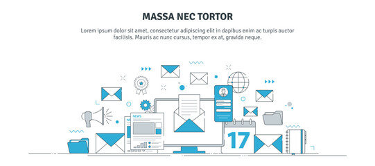 Fototapeta na wymiar Vector illustration of newsletter subscription, business strategy, email marketing campaign, social media and email promotion, internet advertising. Thin line icons design.