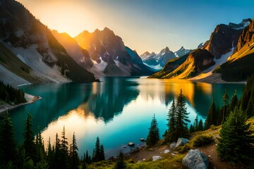 sunrise over the lake