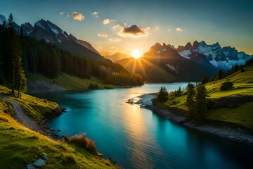 sunrise over the lake