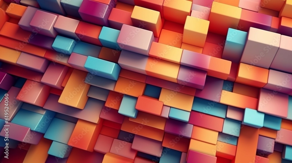 Poster multicolored tech background with a geometric 3d struc.generative ai