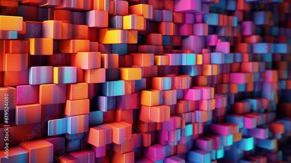 Poster multicolored tech background with a geometric 3d struc.generative ai