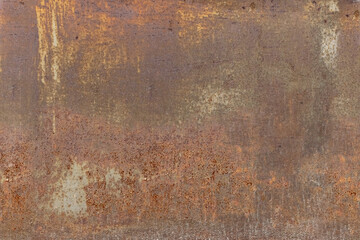 Aged copper plate texture with color patina stains. Old worn metal background. Oxidized metal....