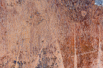 Aged copper plate texture with color patina stains. Old worn metal background. Oxidized metal. Corrosive Rust on old iron.