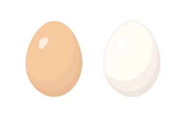 Vector illustration of brown and white eggs on transparent background. - obrazy, fototapety, plakaty