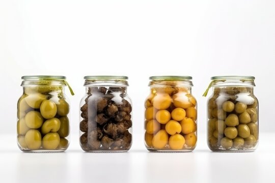 Set pickled capers jars. Generate Ai