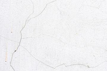 White Street Wall Texture Background. Painted Distressed Wall Surface. Grunge Background. Shabby Building Facade With Damaged Plaster. 