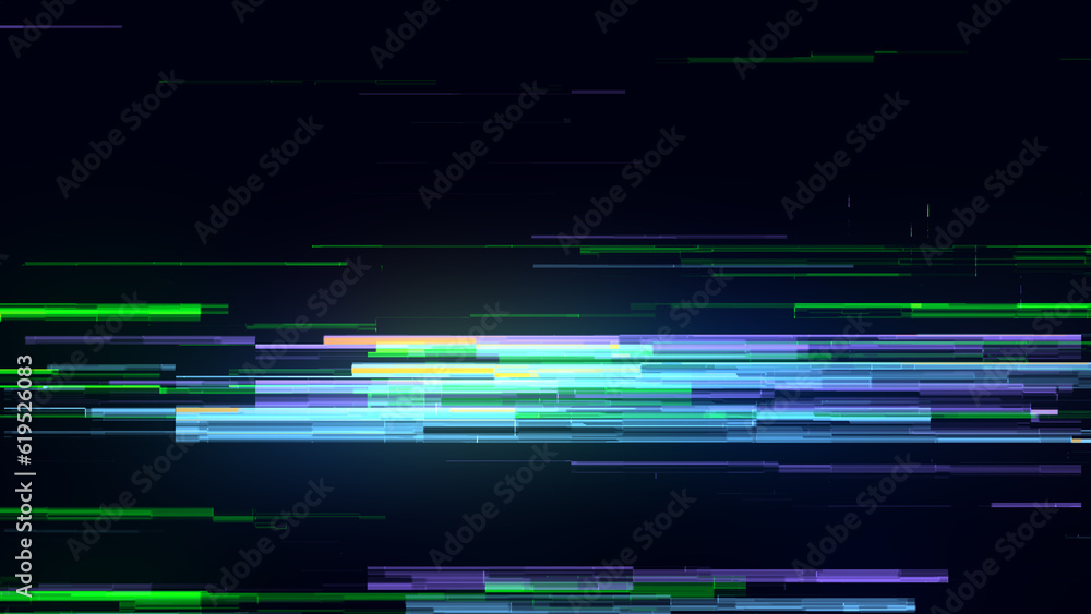 Fototapete Abstract glitch background. Digital damage backdrop with noise effect. Error texture. Computer virus. Corrupted code. 3d rendering.