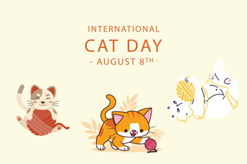 Free vector International cat day hand drawn illustration