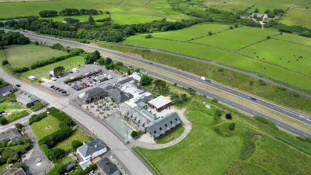 4k aerial footage of the Jamaica Inn on Bodmin Moor, Cornwall, UK