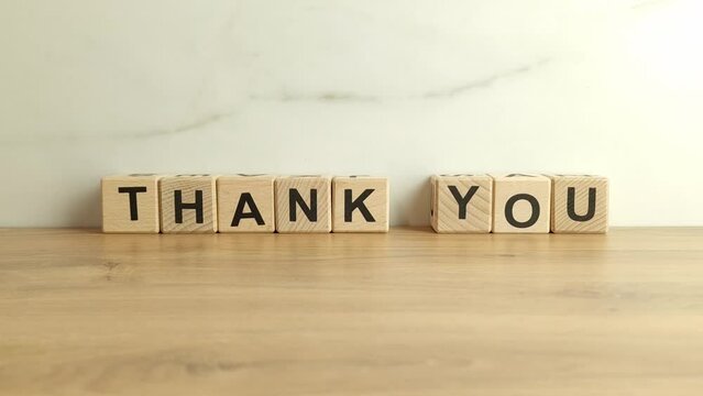 Text thank you from wooden blocks. Appreciation, gratitude concept