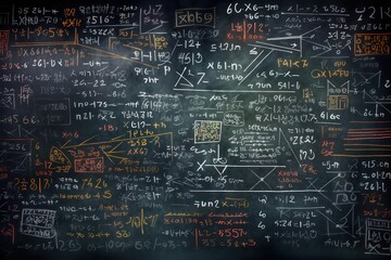 Blackboard with mathematical formulas