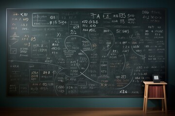 Blackboard with mathematical formulas