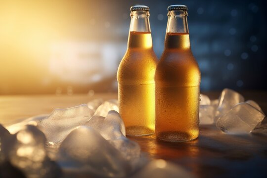 Cold Beer Bottles. Generate Ai