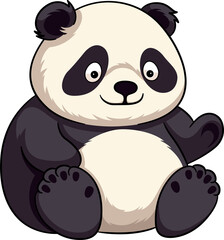 Fat panda cute cartoon with outline