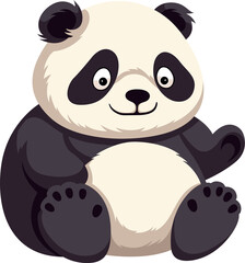 Fat panda cute cartoon flat