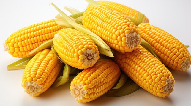 Raw corn cob isolated on white background.