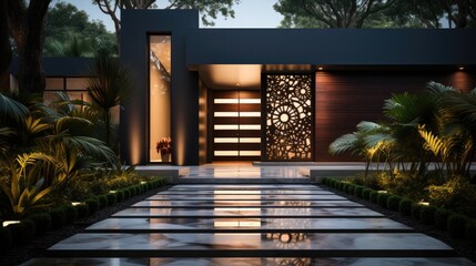 Modern style front gate in modern style house.