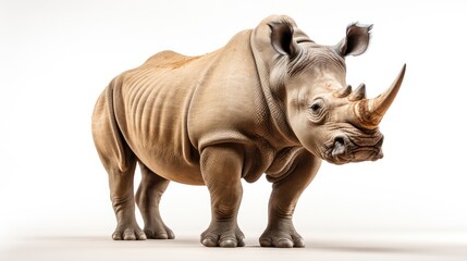 Obraz premium A Rhino isolated on white background, Fauna of the African savanna.