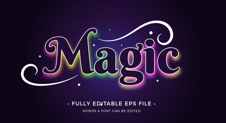 Magic dark rainbow text effect editable - obrazy, fototapety, plakaty