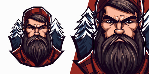 Illustrated Lumberjack Logo Mascot: Dynamic Vector Graphic for Gaming Teams © Giu Studios