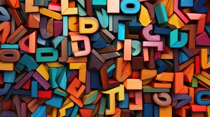 Colorful wooden letters as background