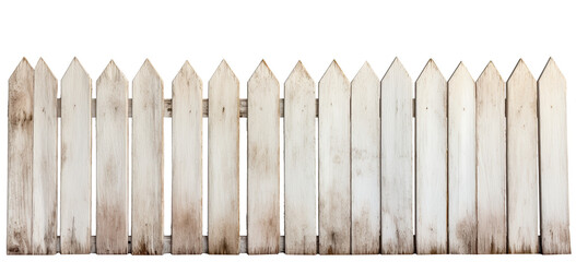 old painted white wooden fence on transparent background, png - obrazy, fototapety, plakaty