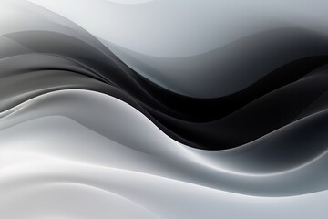 Calm black orange background with soothing abstract black and white ribbon waves. Created using generative AI.