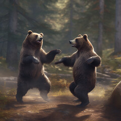 Obraz premium bears come to life and engage in a joyful dance