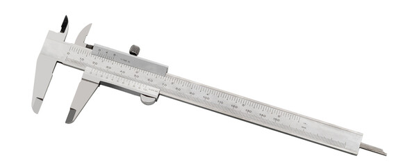 Vernier caliper with metric and inch scales isolated