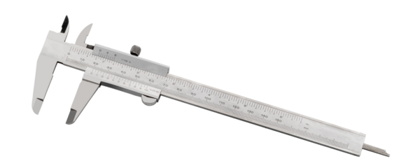 Vernier caliper with metric and inch scales isolated