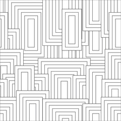 Black and white seamless pattern for coloring book in doodle style. Rectangles.
