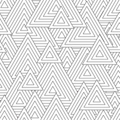 Black and white seamless pattern for coloring book in doodle style. Triangles.