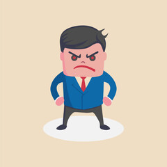 A young angry businessman shouting or screaming expression.Shouting,anger emotion, facial expression.Full Human body.Vector illustration.