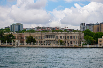 Fototapeta na wymiar National Palaces Painting Museum (Resim Muzesi) at the Crown Prince Residence of Dolmabahce Palace in Besiktas district in historic city of Istanbul, Turkey. Viewed from Bosphorus Strait. 
