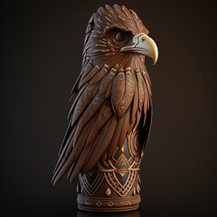 Generative AI of eagle carved out of wood