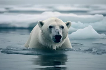 Fotobehang Polar bear on ice, Generative AI © Kenishirotie