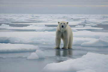 Polar bear on ice, Generative AI