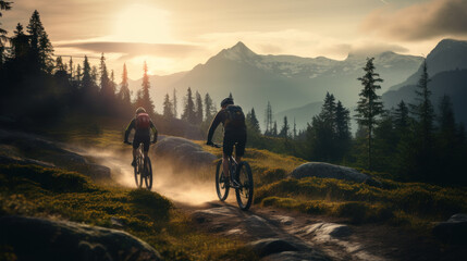Fototapeta premium Bike on montain Generative Ai