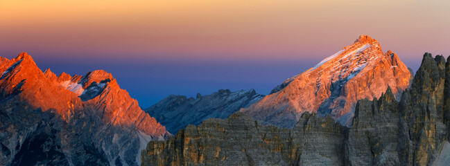 Monte Antelao, evening sunset wiew, South Tirol, Alps Dolomites mountains, Italy	