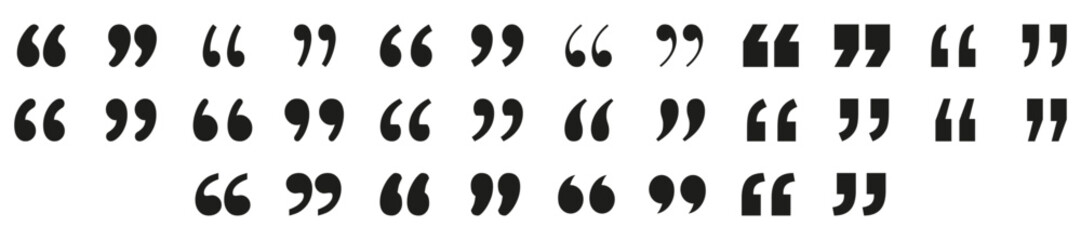 Quote icon. Quote, comma or quotation marks icon collection. Comma, quotation marks collection of black vector icons. EPS 10