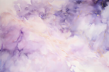 Soft purple watercolor style wash with gold streaks. Texture suitable for backgrounds. 