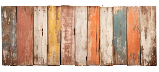 old painted wooden fence on transparent background, png
